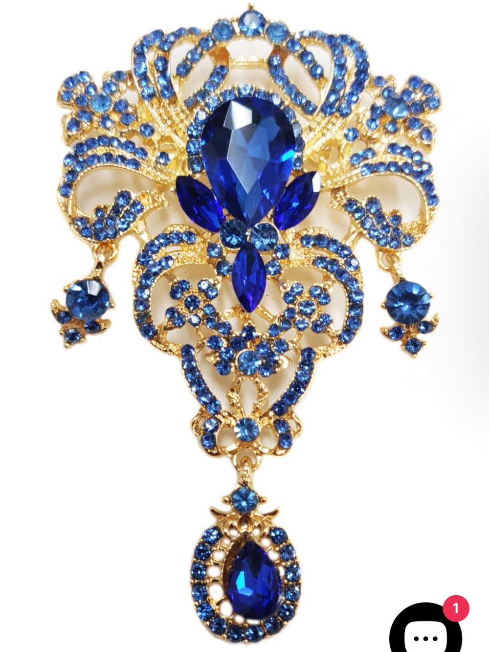 Wedding Bridal Colored Crystal Rhinestone Bouquet Brooch Pin